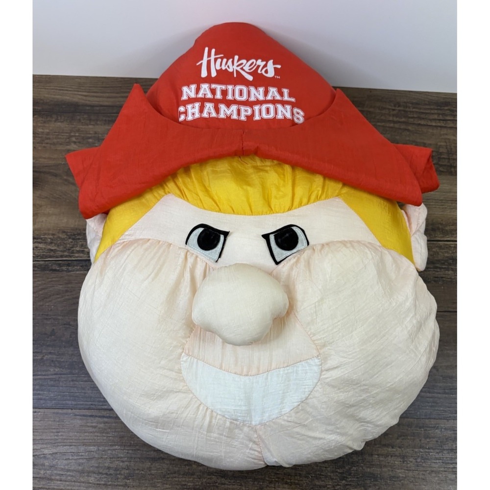 Vintage Large 19" Nebraska Cornshuskers Herbie National Champions Pillow Plush